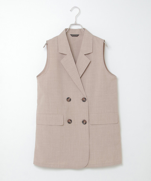 VENCEEXCHANGE（ヴァンスエクスチェンジ）の「Eリネンライクジレ（ダウンベスト・レディース・ベージュ系その他/ベージュ/ブルー・M）」の3枚目の写真