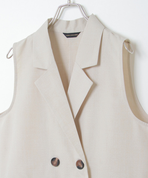 VENCEEXCHANGE（ヴァンスエクスチェンジ）の「Eリネンライクジレ（ダウンベスト・レディース・ベージュ系その他/ベージュ/ブルー・M）」の13枚目の写真