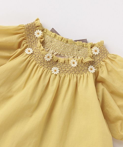 petit main(プティマイン)の「デイジー刺しゅうパフ袖ワンピース(ワンピース・キッズ・ラベンダー/イエロー・100cm/90cm/110cm/120cm/80cm/130cm)」の10枚目の写真