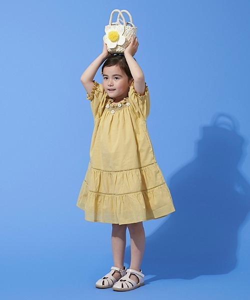 petit main(プティマイン)の「デイジー刺しゅうパフ袖ワンピース(ワンピース・キッズ・ラベンダー/イエロー・100cm/90cm/110cm/120cm/80cm/130cm)」の14枚目の写真