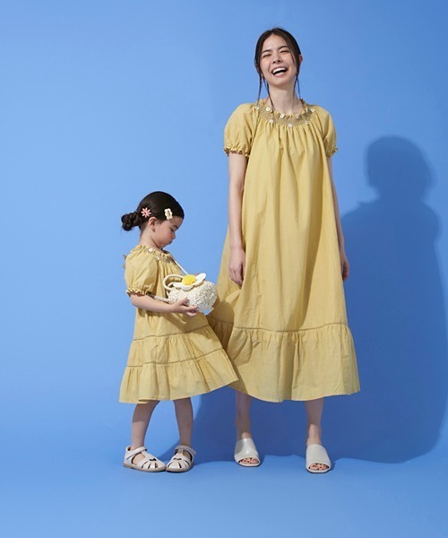 petit main(プティマイン)の「デイジー刺しゅうパフ袖ワンピース(ワンピース・キッズ・ラベンダー/イエロー・100cm/90cm/110cm/120cm/80cm/130cm)」の16枚目の写真