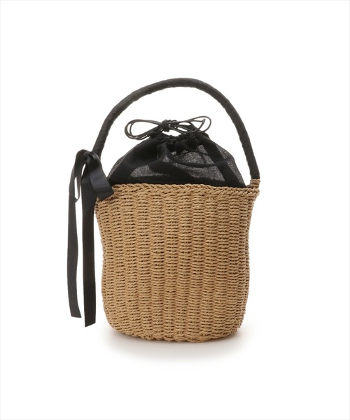 WILLSELECTION（ウィルセレクション）の「ラタン風バイカラーリボンバッグ（かごバッグ・レディース・ベージュ・FREE）」の6枚目の写真