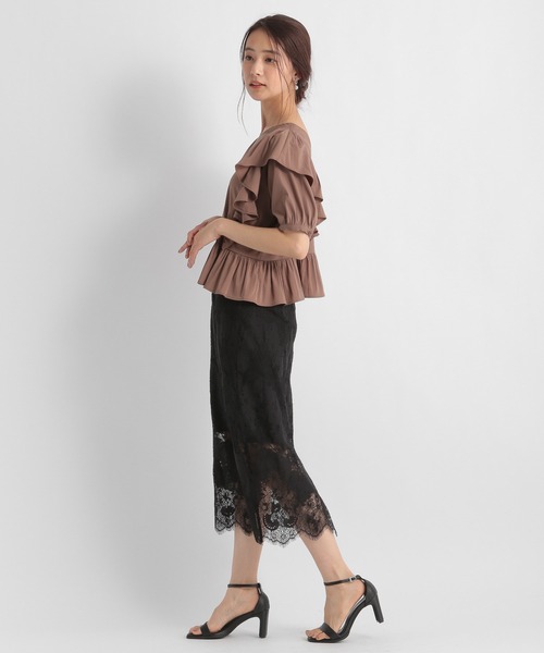 Andemiu（アンデミュウ）の「【二の腕美人】ペプラムフリルブラウス953947（シャツ/ブラウス・レディース・ブラウン/ブラック/オフホワイト・FREE）」の8枚目の写真