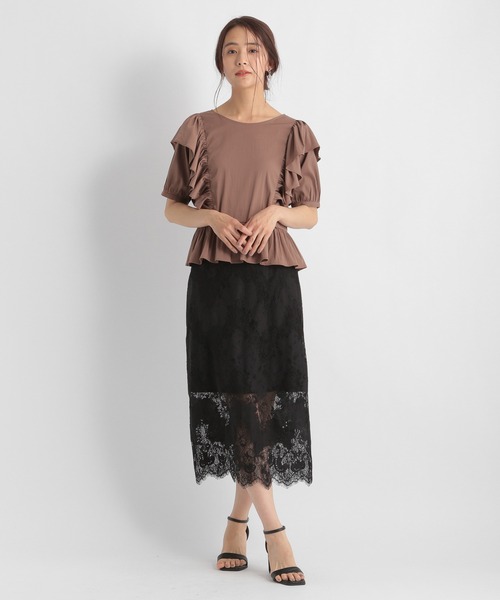 Andemiu（アンデミュウ）の「【二の腕美人】ペプラムフリルブラウス953947（シャツ/ブラウス・レディース・ブラウン/ブラック/オフホワイト・FREE）」の9枚目の写真