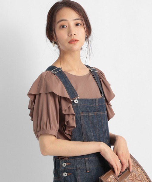 Andemiu（アンデミュウ）の「【二の腕美人】ペプラムフリルブラウス953947（シャツ/ブラウス・レディース・ブラウン/ブラック/オフホワイト・FREE）」の10枚目の写真