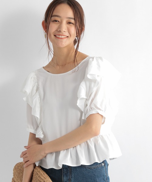 Andemiu（アンデミュウ）の「【二の腕美人】ペプラムフリルブラウス953947（シャツ/ブラウス・レディース・ブラウン/ブラック/オフホワイト・FREE）」の14枚目の写真