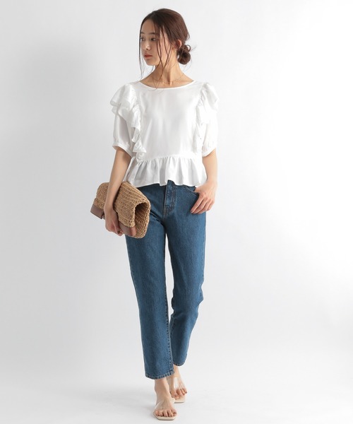 Andemiu（アンデミュウ）の「【二の腕美人】ペプラムフリルブラウス953947（シャツ/ブラウス・レディース・ブラウン/ブラック/オフホワイト・FREE）」の16枚目の写真