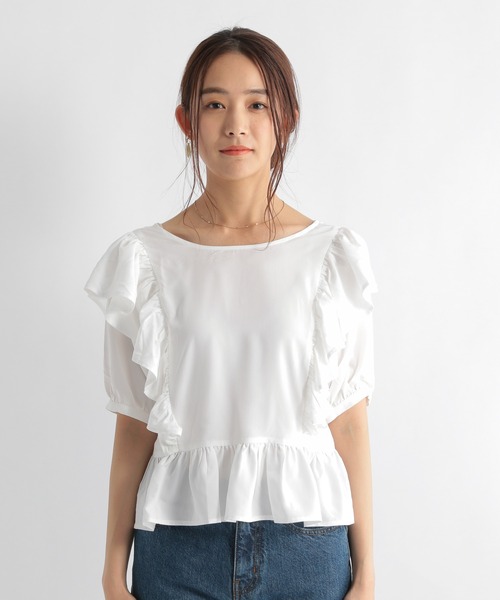 Andemiu（アンデミュウ）の「【二の腕美人】ペプラムフリルブラウス953947（シャツ/ブラウス・レディース・ブラウン/ブラック/オフホワイト・FREE）」の18枚目の写真