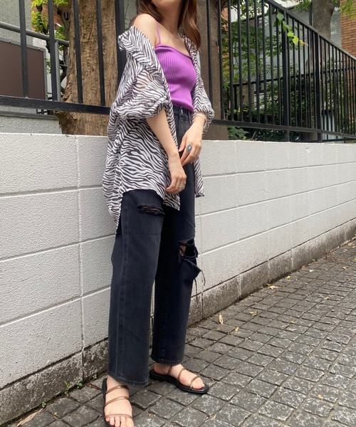 WEGO（ウィゴー）の「WEGO/リブニットキャミソール（キャミソール・レディース・サックスブルー/ピンク/ブラウン/パープル/ホワイト/ブラック・FREE）」の12枚目の写真