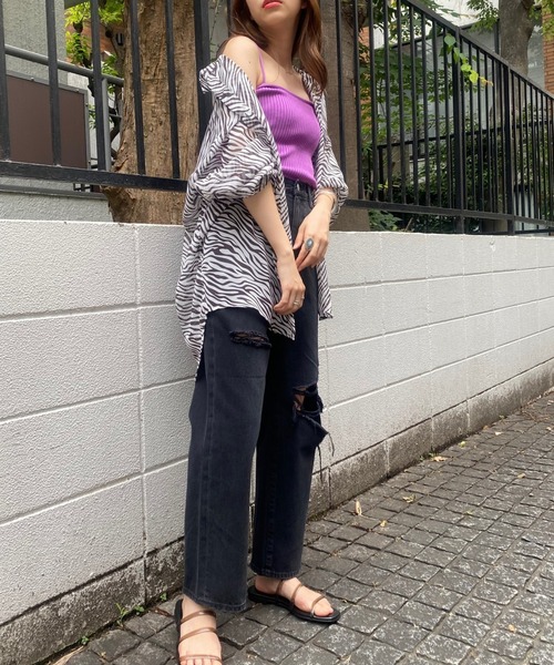 WEGO（ウィゴー）の「WEGO/リブニットキャミソール（キャミソール・レディース・サックスブルー/ピンク/ブラウン/パープル/ホワイト/ブラック・FREE）」の11枚目の写真