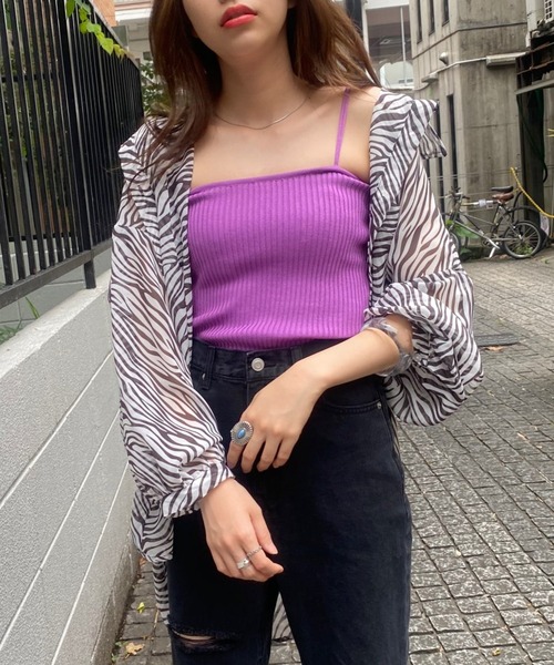 WEGO（ウィゴー）の「WEGO/リブニットキャミソール（キャミソール・レディース・サックスブルー/ピンク/ブラウン/パープル/ホワイト/ブラック・FREE）」の10枚目の写真