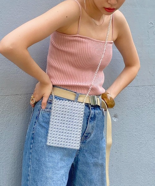 WEGO（ウィゴー）の「WEGO/リブニットキャミソール（キャミソール・レディース・サックスブルー/ピンク/ブラウン/パープル/ホワイト/ブラック・FREE）」の8枚目の写真