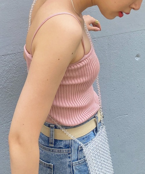 WEGO（ウィゴー）の「WEGO/リブニットキャミソール（キャミソール・レディース・サックスブルー/ピンク/ブラウン/パープル/ホワイト/ブラック・FREE）」の7枚目の写真