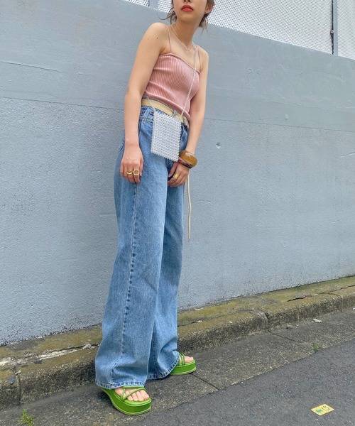 WEGO（ウィゴー）の「WEGO/リブニットキャミソール（キャミソール・レディース・サックスブルー/ピンク/ブラウン/パープル/ホワイト/ブラック・FREE）」の9枚目の写真