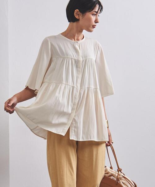 UNITED ARROWS（ユナイテッドアローズ）の「UBC P F/FRONT ティアード ブラウス（シャツ/ブラウス・レディース・ピンク/オフホワイト/ネイビー・FREE）」の5枚目の写真