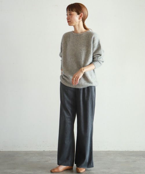 NOMBRE IMPAIR(ノンブルアンペール)の「ブラッシュウール ボートネックロングニット(ニット/セーター・レディース・ライトグレー/ブラウン/レッド/キャメル/ブルー/パープル・FREE)」の16枚目の写真