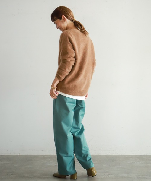 NOMBRE IMPAIR(ノンブルアンペール)の「ブラッシュウール ボートネックロングニット(ニット/セーター・レディース・ライトグレー/ブラウン/レッド/キャメル/ブルー/パープル・FREE)」の14枚目の写真