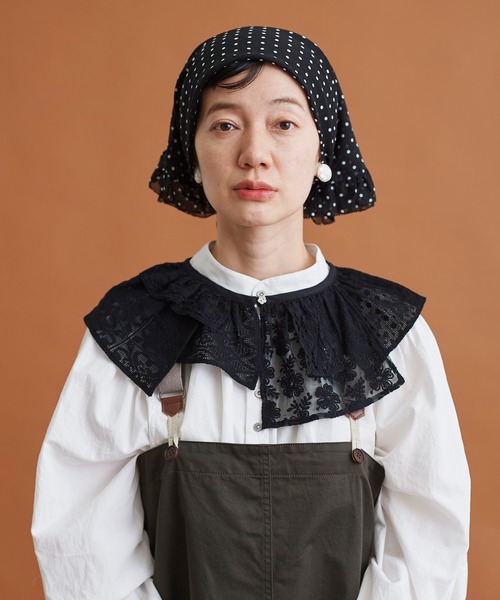 Malle（マル）の「Malle　コットン/ドットプリントスカーフ（バンダナ/スカーフ・レディース・ブラック・FREE）」の2枚目の写真