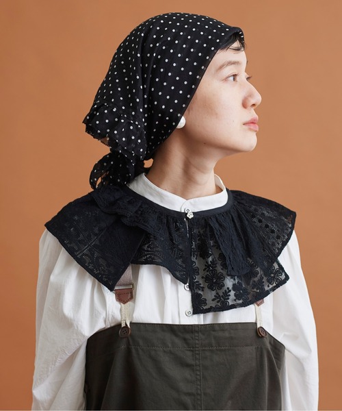 Malle（マル）の「Malle　コットン/ドットプリントスカーフ（バンダナ/スカーフ・レディース・ブラック・FREE）」の3枚目の写真