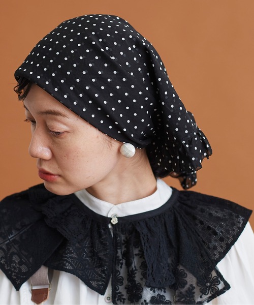 Malle（マル）の「Malle　コットン/ドットプリントスカーフ（バンダナ/スカーフ・レディース・ブラック・FREE）」の6枚目の写真