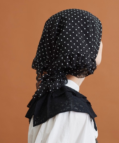 Malle（マル）の「Malle　コットン/ドットプリントスカーフ（バンダナ/スカーフ・レディース・ブラック・FREE）」の4枚目の写真