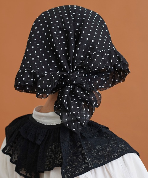 Malle（マル）の「Malle　コットン/ドットプリントスカーフ（バンダナ/スカーフ・レディース・ブラック・FREE）」の5枚目の写真