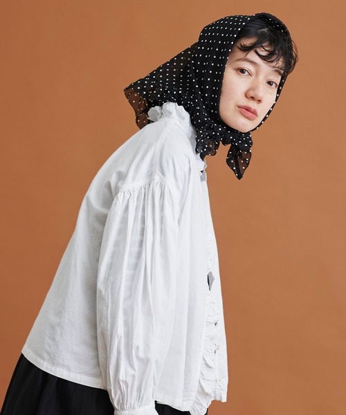 Malle（マル）の「Malle　コットン/ドットプリントスカーフ（バンダナ/スカーフ・レディース・ブラック・FREE）」の8枚目の写真