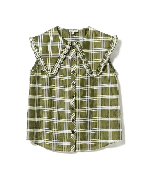 Ray BEAMS（レイビームス）の「GHOSPELL / Tide Check Blouse（シャツ/ブラウス・レディース・グリーン・ONE SIZE）」の2枚目の写真