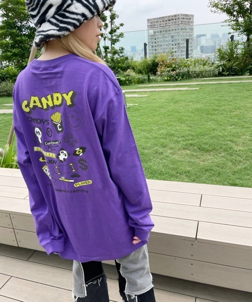 Candy Stripper（キャンディストリッパー）の「GEEK OUT ロングスリーブTシャツ（Tシャツ/カットソー・レディース・ブラック/パープル/オフホワイト・2）」の18枚目の写真
