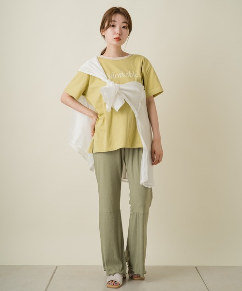 Kastane（カスタネ）の「楊柳切替フレアパンツ（その他パンツ・レディース・ブラック系その他/グリーン/アイボリー/ブラック/サックスブルー・2/1）」の20枚目の写真