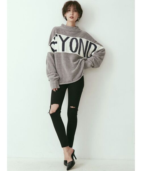 GYDA(ジェイダ)の「H/W KNEEダメージデザインカラーパンツ(チノパンツ・レディース・ブラック/ベージュ・SMALL/MEDIUM/X-SMALL)」の3枚目の写真