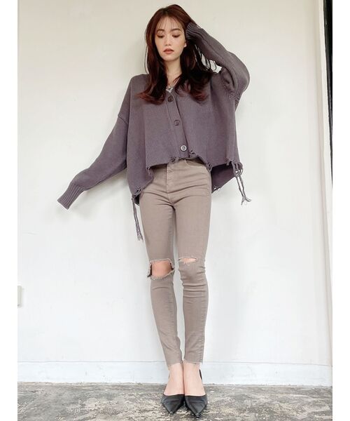 GYDA(ジェイダ)の「H/W KNEEダメージデザインカラーパンツ(チノパンツ・レディース・ブラック/ベージュ・SMALL/MEDIUM/X-SMALL)」の18枚目の写真