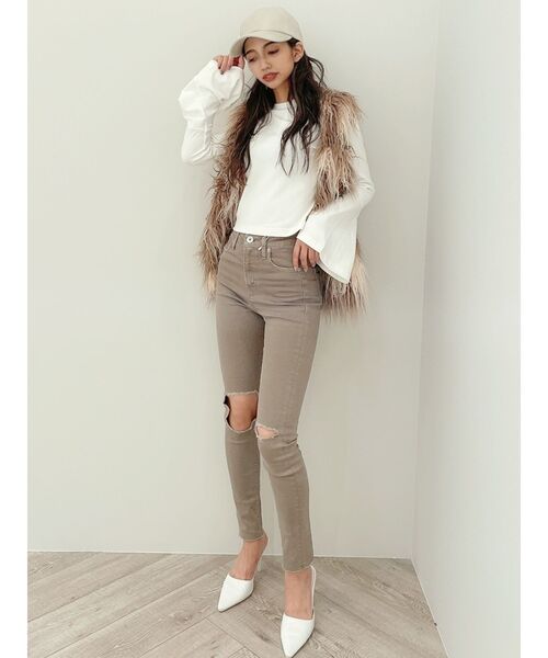 GYDA(ジェイダ)の「H/W KNEEダメージデザインカラーパンツ(チノパンツ・レディース・ブラック/ベージュ・SMALL/MEDIUM/X-SMALL)」の22枚目の写真