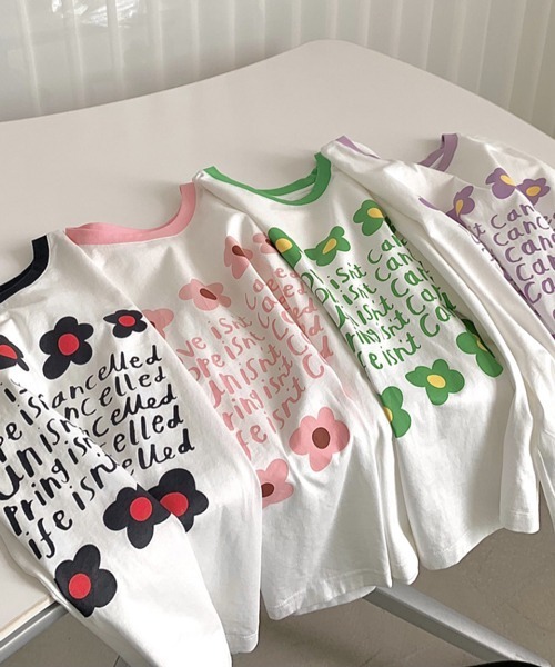 HALEY PESCA（ヘーリーペスカ）の「HALEY PESCA/リンガーネック フラワーTシャツセットアップ（セットアップ・レディース・パープル/ピンク/ブルー/グリーン・FREE）」の12枚目の写真