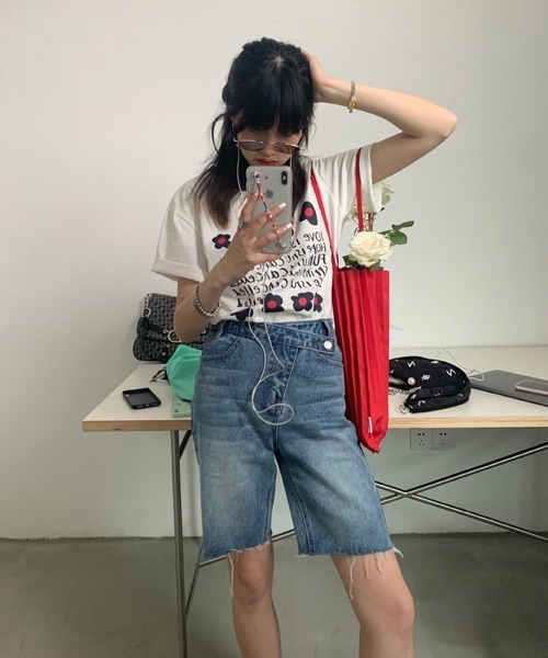 HALEY PESCA（ヘーリーペスカ）の「HALEY PESCA/リンガーネック フラワーTシャツセットアップ（セットアップ・レディース・パープル/ピンク/ブルー/グリーン・FREE）」の18枚目の写真