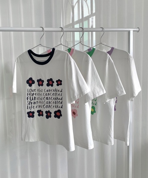 HALEY PESCA（ヘーリーペスカ）の「HALEY PESCA/リンガーネック フラワーTシャツセットアップ（セットアップ・レディース・パープル/ピンク/ブルー/グリーン・FREE）」の15枚目の写真