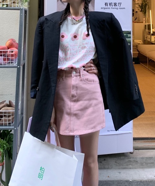 HALEY PESCA（ヘーリーペスカ）の「HALEY PESCA/リンガーネック フラワーTシャツセットアップ（セットアップ・レディース・パープル/ピンク/ブルー/グリーン・FREE）」の9枚目の写真