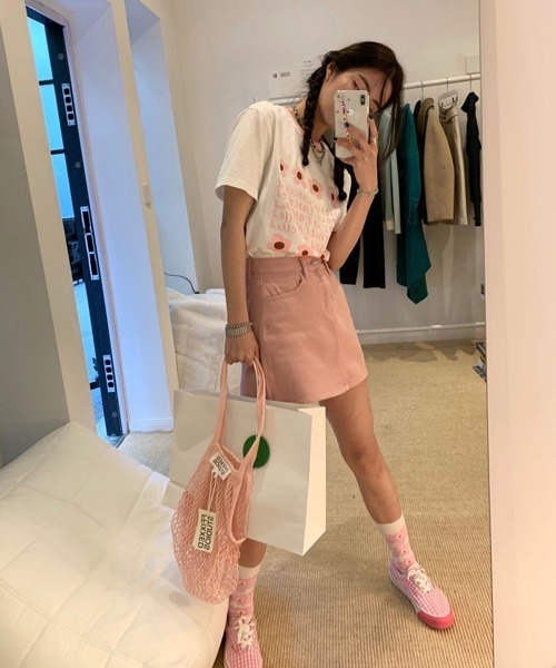 HALEY PESCA（ヘーリーペスカ）の「HALEY PESCA/リンガーネック フラワーTシャツセットアップ（セットアップ・レディース・パープル/ピンク/ブルー/グリーン・FREE）」の21枚目の写真