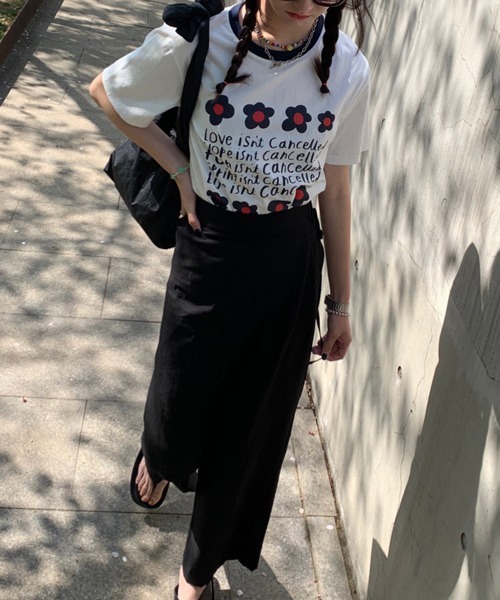 HALEY PESCA（ヘーリーペスカ）の「HALEY PESCA/リンガーネック フラワーTシャツセットアップ（セットアップ・レディース・パープル/ピンク/ブルー/グリーン・FREE）」の10枚目の写真