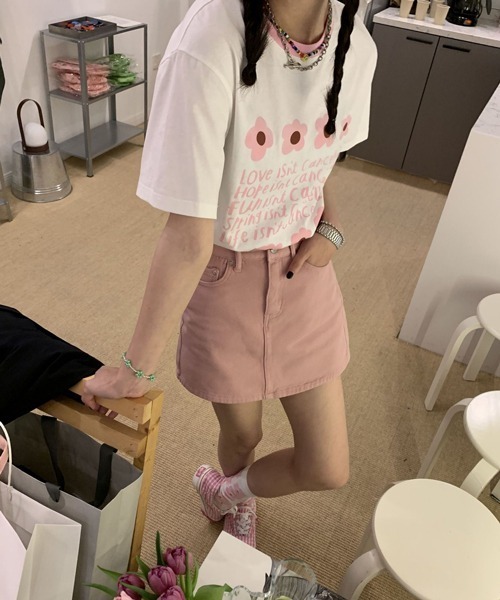 HALEY PESCA（ヘーリーペスカ）の「HALEY PESCA/リンガーネック フラワーTシャツセットアップ（セットアップ・レディース・パープル/ピンク/ブルー/グリーン・FREE）」の14枚目の写真