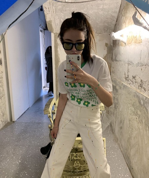 HALEY PESCA（ヘーリーペスカ）の「HALEY PESCA/リンガーネック フラワーTシャツセットアップ（セットアップ・レディース・パープル/ピンク/ブルー/グリーン・FREE）」の20枚目の写真