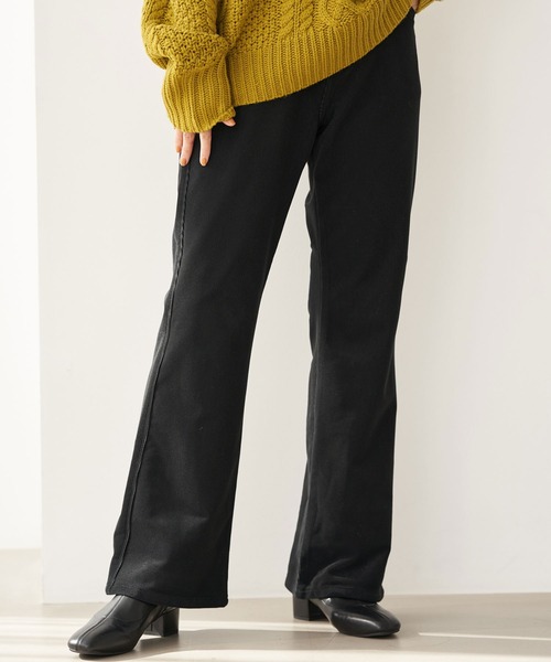 Lee（リー）の「Lee×earth フレアニットコールパンツ（その他パンツ・レディース・ブラック/オフホワイト/モカ・S/M）」の3枚目の写真