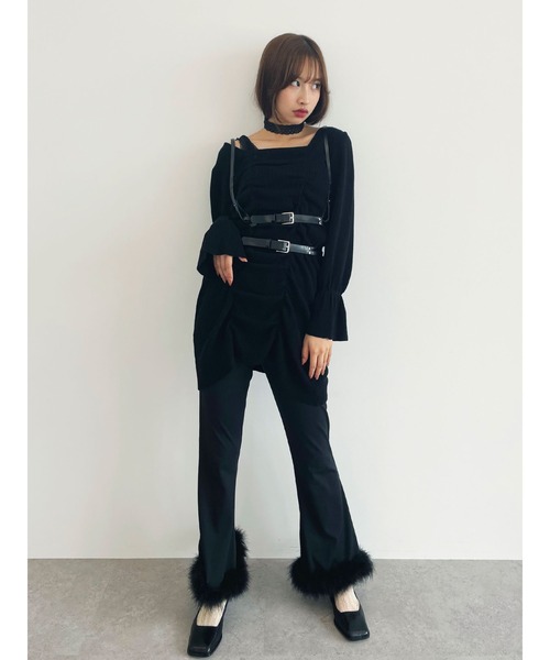 Honey Salon（ハニーサロン）の「パールバックルシャーリングニットワンピース（ワンピース・レディース・ブラック/ピンク・FREE）」の18枚目の写真