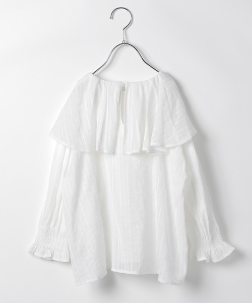 GLOBAL WORK（グローバルワーク）の「【キッズ】ラッフルフリルブラウス７分袖/215374（シャツ/ブラウス・キッズ・ホワイト/ブラック/カーキ・110cm/100cm/120cm/130cm/140cm/150cm/160cm）」の11枚目の写真