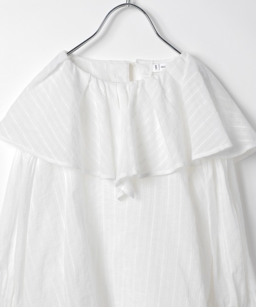 GLOBAL WORK（グローバルワーク）の「【キッズ】ラッフルフリルブラウス７分袖/215374（シャツ/ブラウス・キッズ・ホワイト/ブラック/カーキ・110cm/100cm/120cm/130cm/140cm/150cm/160cm）」の4枚目の写真