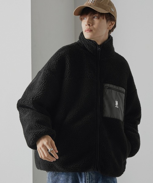 U.S. POLO ASSN.(ユーエスポロアッスン)の「U.S. POLO ASSN. / ユーエスポロアッスン 別注 ビッグシルエット ボンディング ボアフリース スタンドジップブルゾン(ブルゾン・メンズ・ブラック/オリーブ/ナチュラル/グレイッシュベージュ/グリーン/ベージュ・M/L)」の14枚目の写真