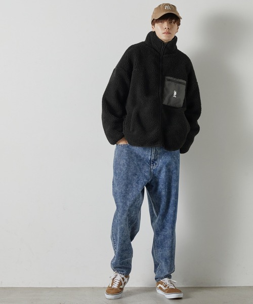 U.S. POLO ASSN.(ユーエスポロアッスン)の「U.S. POLO ASSN. / ユーエスポロアッスン 別注 ビッグシルエット ボンディング ボアフリース スタンドジップブルゾン(ブルゾン・メンズ・ブラック/オリーブ/ナチュラル/グレイッシュベージュ/グリーン/ベージュ・M/L)」の19枚目の写真
