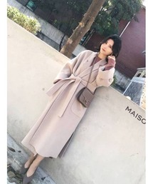 大人シルエット オーバーサイズ ひざ丈 ベルト付きコート