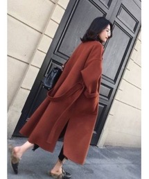 大人シルエット オーバーサイズ ひざ丈 ベルト付きコート
