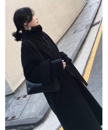 大人シルエット オーバーサイズ ひざ丈 ベルト付きコート